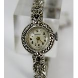 Ladies 935 silver marcasite wristwatch