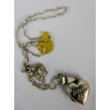 Sterling silver heart locket on sterling silver necklace