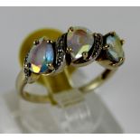 9 ct fancy three stone dress ring,