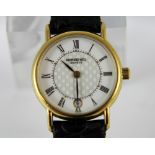 Raymond Weil 18 ct gold plated ladies wristwatch on leather strap