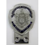 Warrington and District Motor Club bumper bar badge, 1945.