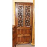 Priory style glazed front corner display unit with two door under cupboard