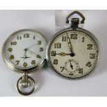 Two crown wind pocket watches,