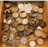 Large quantity of pocket watch parts including crystals,
