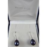 Silver freshwater lilac pearl earrings