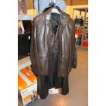 St Michael three button leather jacket and a leather coat