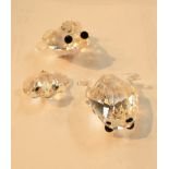 Three Swarovski crystal frogs