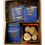 Vintage cash tin with mixed coin contents