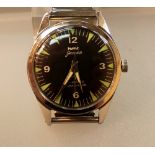 Gents HMT military stainless steel wristwatch with stainless steel strap