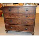 Victorian two short over three long flame walnut chest of drawers 125 x 57 x 100 cm