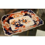 A small rectangular Imari dish with fluted edges