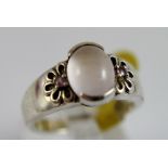 Silver stone set ring