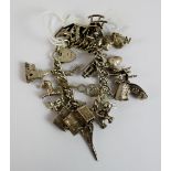 925 silver charm bracelet with 20 charms