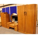 Art Deco style original bedroom set with large wardrobe,