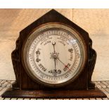 Wood framed antique aneroid barometer