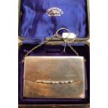 Sterling silver card case, boxed. 77.