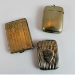 Two plated vesta cases and a plated match box holder
