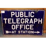 Original enamel sign Public Telegraph Office at Station,