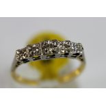 18 ct gold and platinum five stone diamond ring, size M. 2.