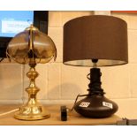 Two modern table lamps including a brass example