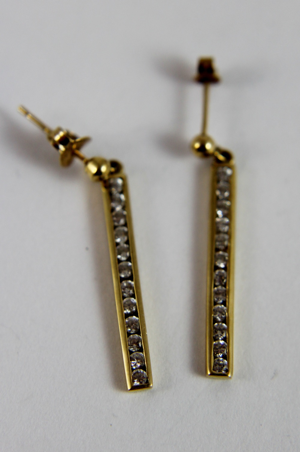 9 ct gold CZ drop earrings