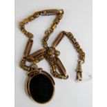 9 ct gold Albert chain with bloodstone fob