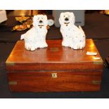 Antique writing slope A/F and a pair of Beswick flat back fire side dogs