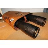 Leather cased pair of Dollonds of London OWRVIS 15x60 binoculars