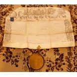 Large Victorian writ with wax privy seal date 1847