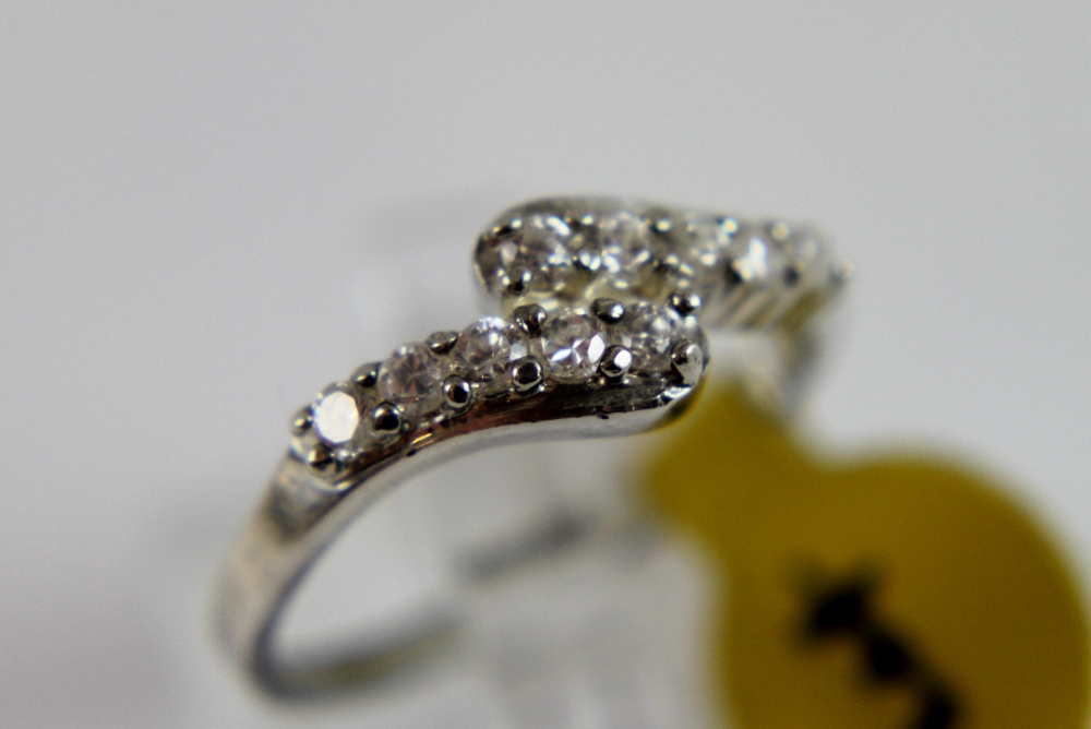 Silver fancy CZ set ring,