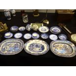 Quantity of mainly blue and white ceramics including Masons ginger jar