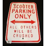 Enamel scooter parking sign