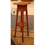 Art Deco style golden oak two tier plant stand,