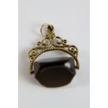 9 ct gold smokey quartz swivel fob