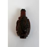 Amber carved Japanese scent bottle