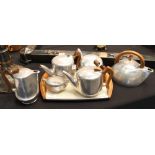 Picquot ware aluminium tea service including a teapot