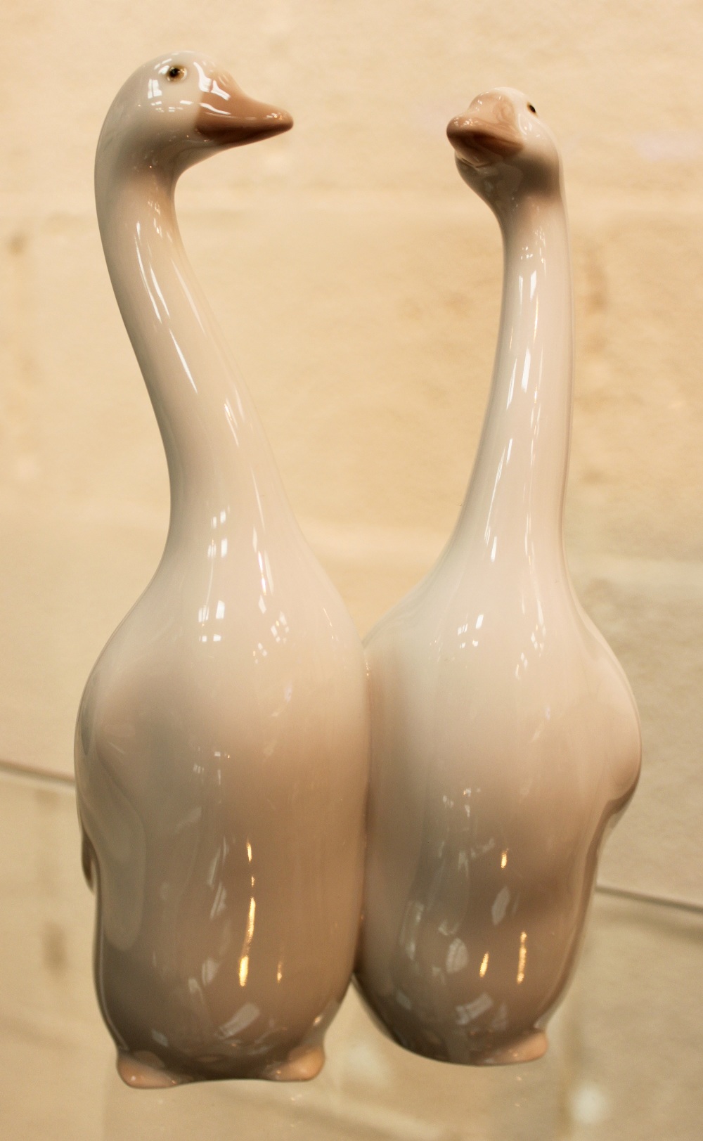 Pair of large Lladro geese with original box