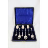 Set of six unusual teaspoons depicting bird feeding chicks to handles.