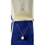 Mikimoto cultivated pearl pendant on 9 ct yellow gold necklace