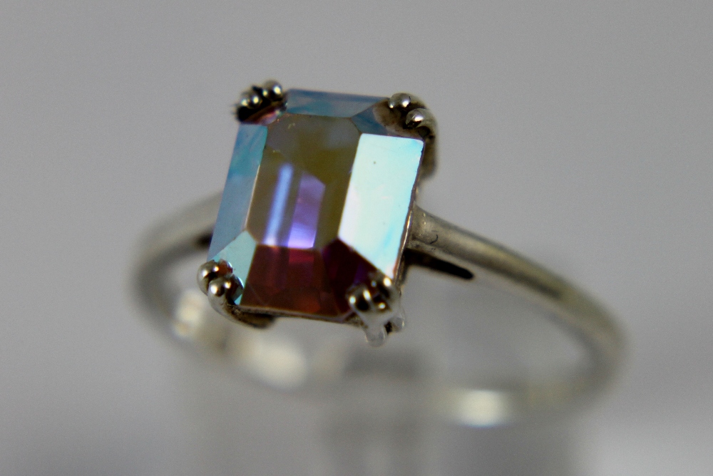 925 silver mystic topaz ring