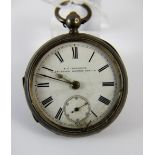 Silver cased key wind pocket watch with English lever movement. Assay Birmingham 1901.