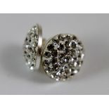 Silver stone set 12 mm round stud earrings