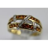 9 ct gold fancy stone set diamond ring,