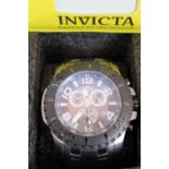 Invicta gents wristwatch silvered multi dial face and stainless steel strap with original box and