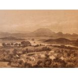 An engraving of army camp of 2nd Glasgow regiment at Loch Lomond