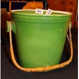 Large green antique ceramic slop bucket