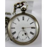 935 silver cased pocket watch and an Albert chain