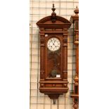 Large wood cased chiming  Vienna wall clock white ceramic dial with pendulum