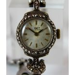 Ladies silver and marcasite wristwatch