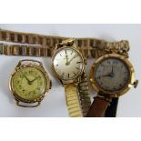 Three gold plated ladies cocktail watches